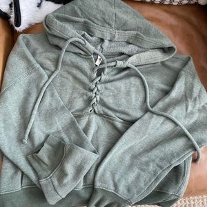 Free People criss cross tie sweatshirt
